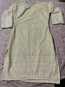 Embroidered Green Kurti