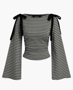 Savana Black & White Checkered Bow Top |