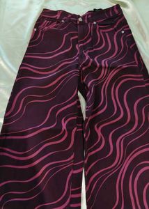 H&amp;m patterned wide leg jeans