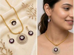 Stunning Purple &amp; Gold Jewel Set