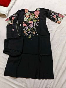 Black Embroidered Kurta Set
