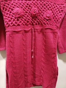 Pink Color Woolen Long Sweater