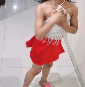 Red Satin Skirt