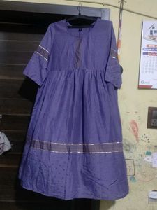 Purple Kurta Set with Golden Border