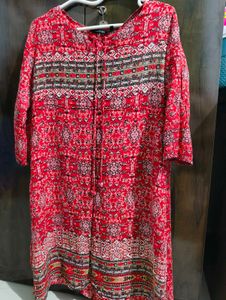 Red Ethnic Printed Kurta