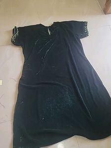 Elegant Velvet Gown with Embroidery