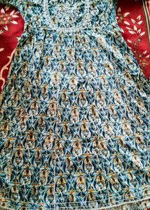 Stylish Blue &amp; Yellow Printed Kurta Set