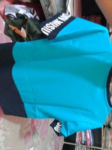 Teal 'Meow' Cat Graphic T-Shirt