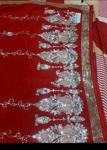 Stunning Red Embroidered Saree