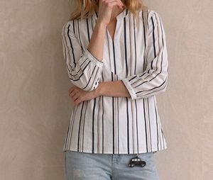 Striped V-Neck Tunic Top