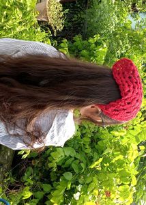 Handmade Crochet Red Headband