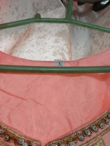 Peach Embroidered Kurta Set with Dupatta