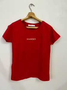 MANGO Women’s Red Logo Cotton T-Shirt