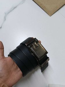 Classic Black Leather Belt with Buckle