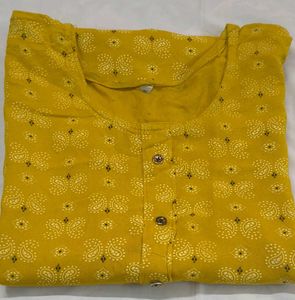 Vibrant Yellow Printed Kurta beautiful look