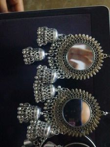 3 piece Bohemian Mirror Jhumka Earrings Set