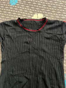 Black Ribbed Knit Top