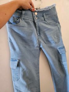 Light Wash Cargo Jeans