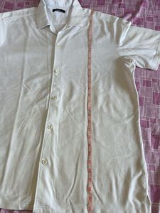 Men's White Short Sleeve Button-Up Shirt