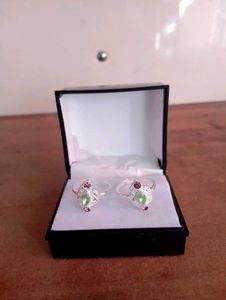Green Diamond Toerings Pure Silver