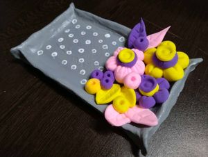 Handcrafted Clay Floral Trinket Dish