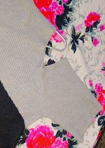 Chic Two-Tone Cold Shoulder Knit Top