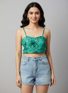 Floral Print Cami Crop Top