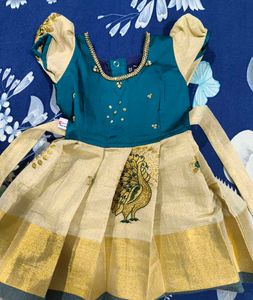 Beautiful Peacock Print Baby Dress