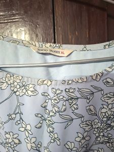 Light Blue Floral Print Midi Dress