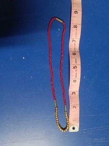 Elegant Red Bead &amp; Gold Necklace Set