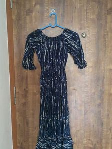 Boho Blue &amp; White Tie-Dye Dress