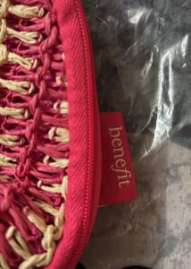 Benefit Pink Woven Cosmetic Pouch