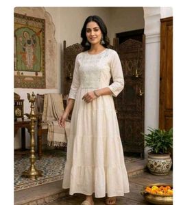 pure cotton  long Anarkali