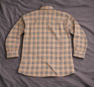 Burberry Style Beige Checkered Cotton Shirt
