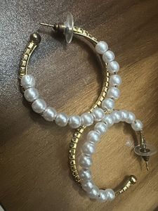 Elegant Pearl &amp; Crystal Hoop Earrings