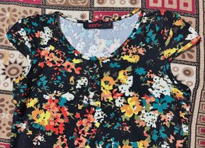 floral black and orange Top