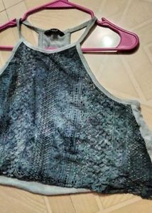 Stylish Grey Lace Crop Top