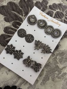 6 Oxidised Earrings Set
