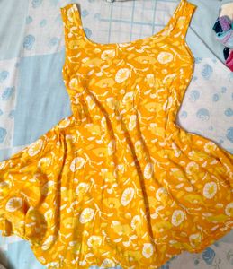 Yellow Floral Print Summer Dress