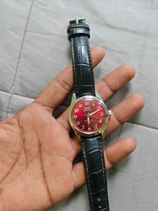 hmt janta numbr Classic Red Dial Watch with Black