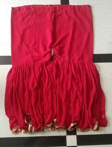 Red Sharara Jorrget Fabric