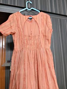 customized Peach Striped Dress length 47