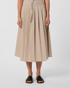 Beige Pleated Midi Skirt
