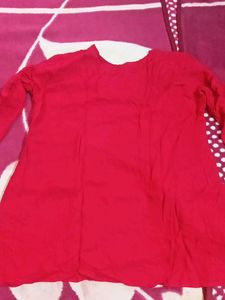 Red Embroidered Short Kurta