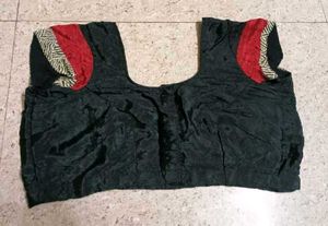 Stylish Red and Black Satin Saree