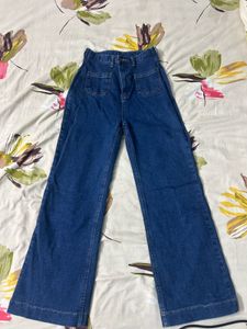 Classic Blue Denim Wide Leg Jeans