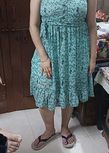 Chic Teal Floral Print Midi Dress