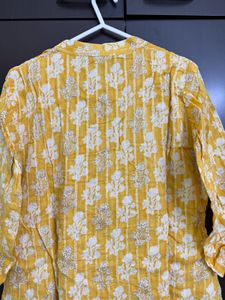 Yellow Sequin Print Kurta