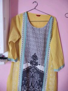 w branded Yellow Printed Kurta(new)