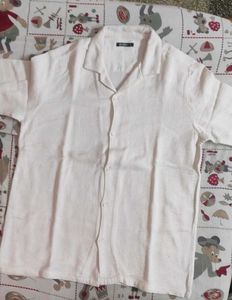 Zudio Men's White Waffle Knit  Resort Shirt